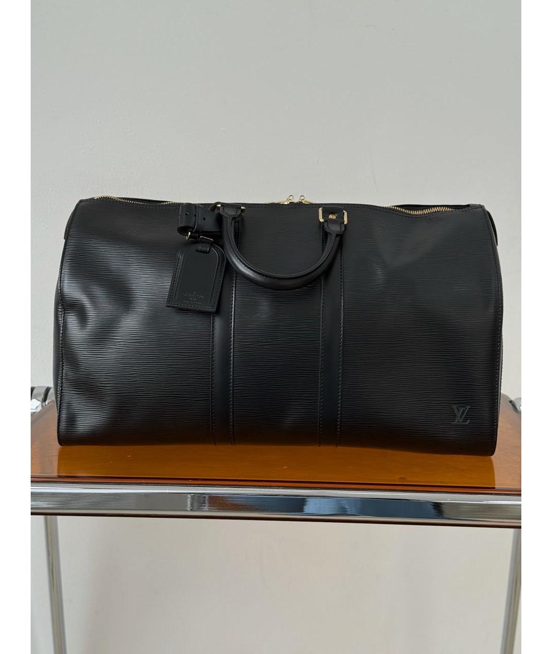 LOUIS VUITTON Черная кожаная дорожная/спортивная сумка, фото 4