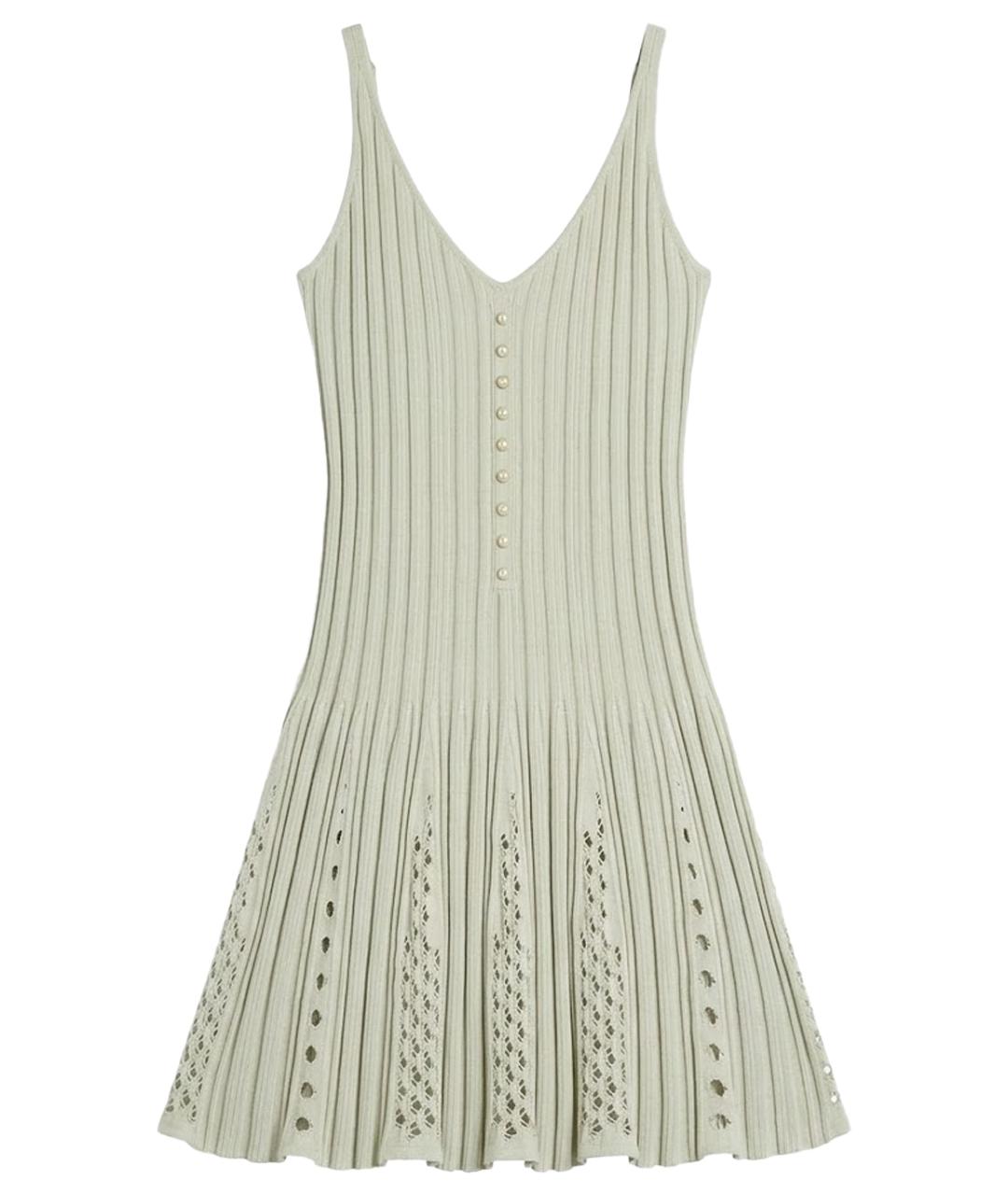 CHANEL Бирюзовое хлопковое коктейльное платье, фото 1