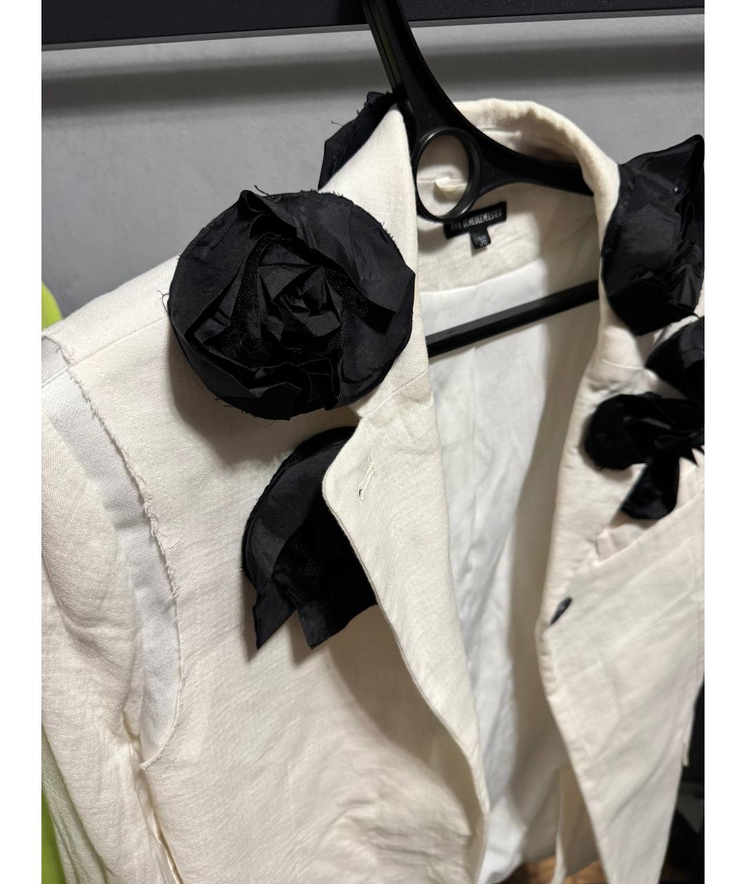 ANN DEMEULEMEESTER Бежевый атласный жакет/пиджак, фото 2