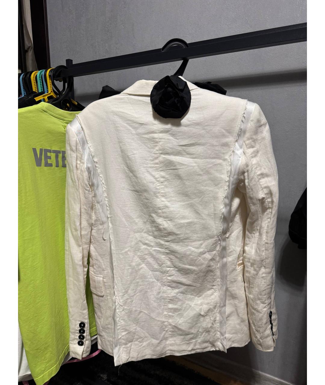 ANN DEMEULEMEESTER Бежевый атласный жакет/пиджак, фото 4