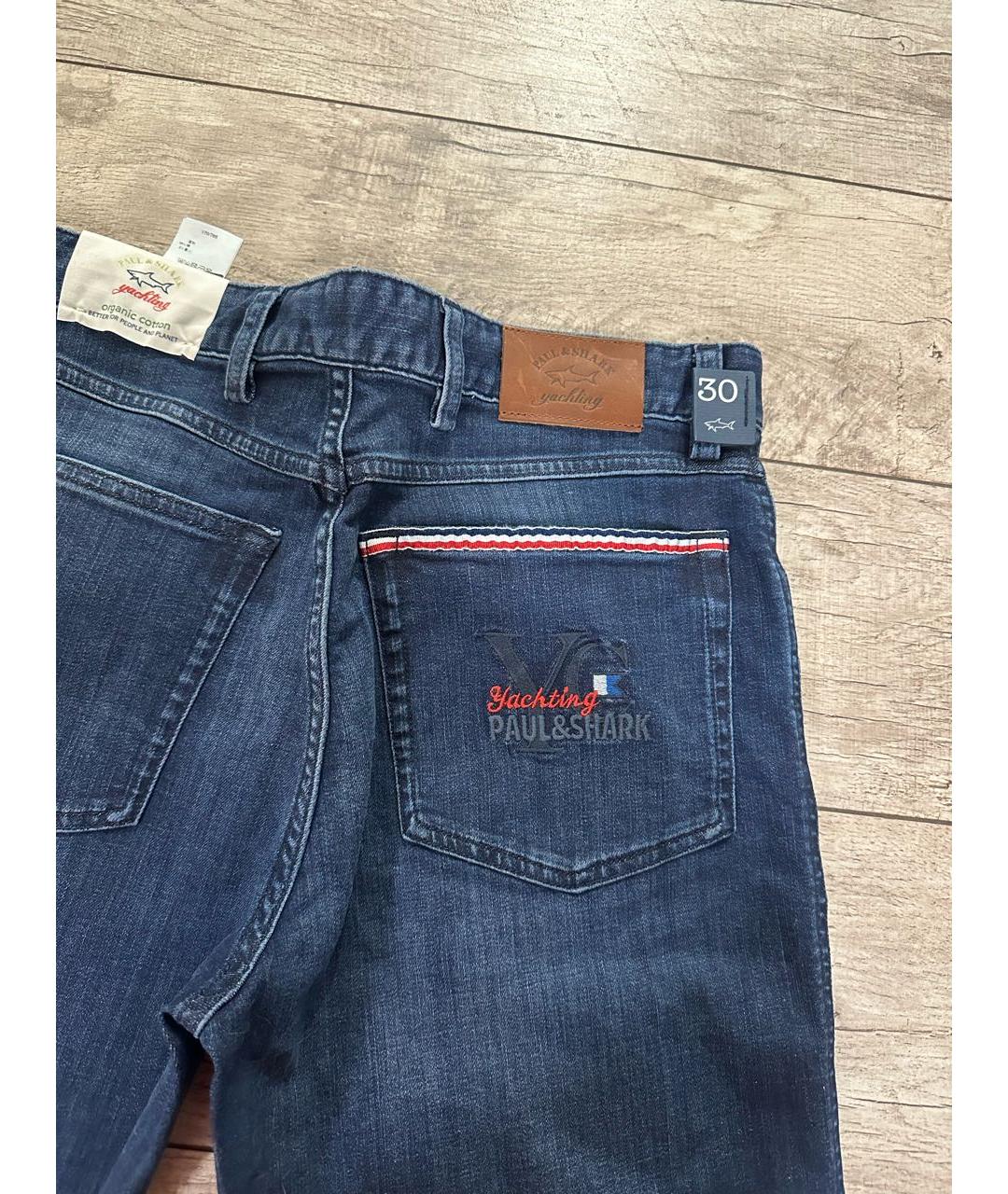 PAUL & SHARK Темно-синие хлопковые прямые джинсы, фото 3