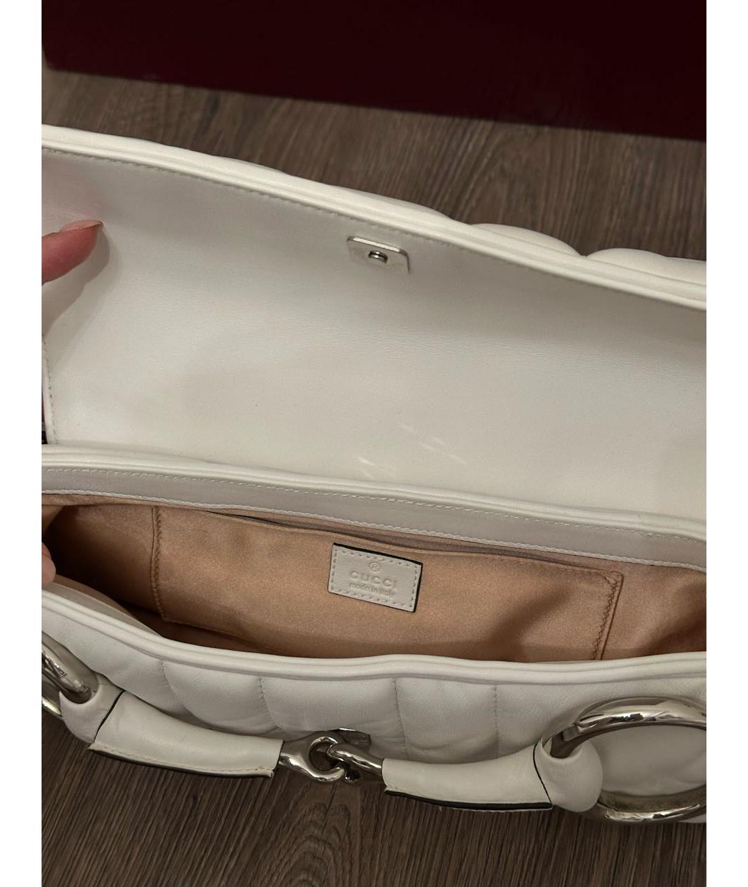 GUCCI Белая кожаная сумка с короткими ручками, фото 7