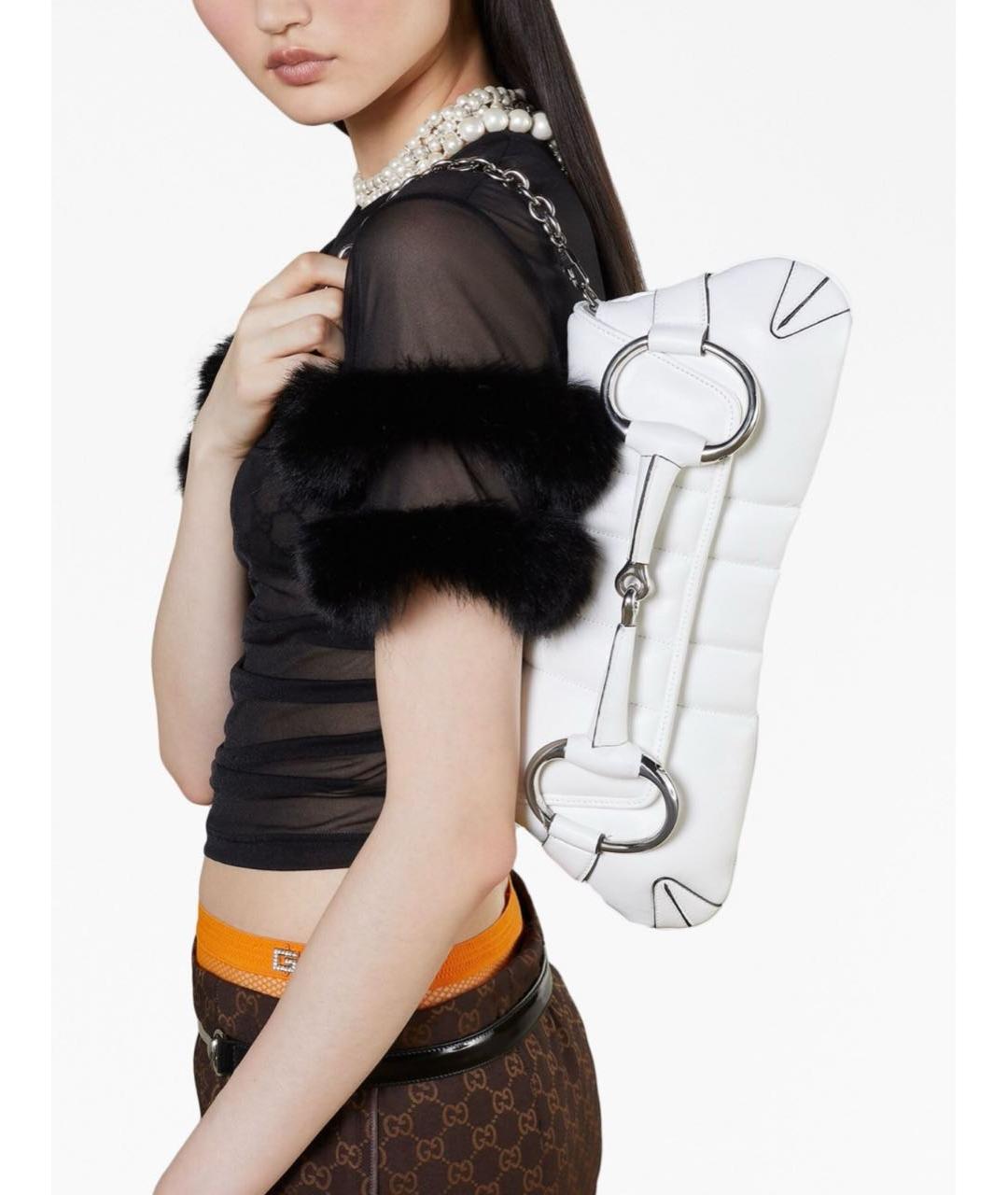 GUCCI Белая кожаная сумка с короткими ручками, фото 3