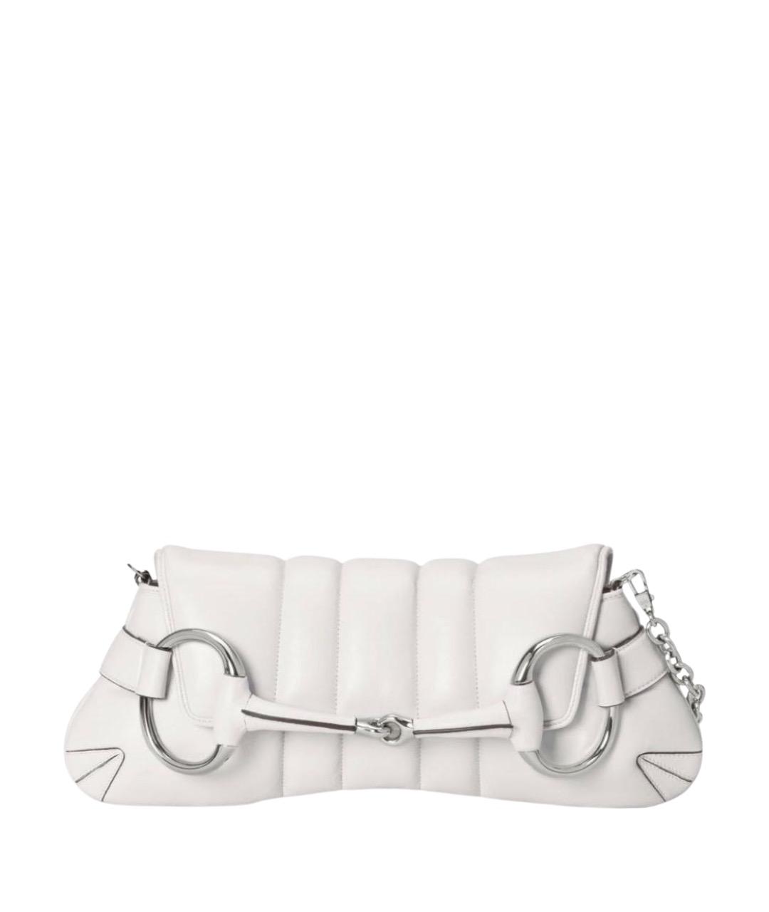 GUCCI Белая кожаная сумка с короткими ручками, фото 1