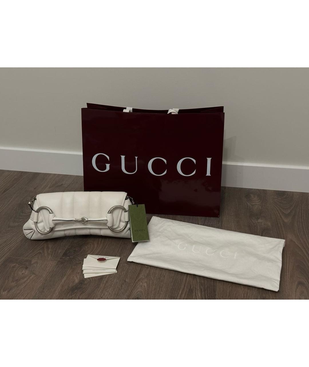 GUCCI Белая кожаная сумка с короткими ручками, фото 8