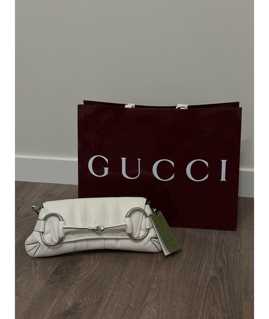 GUCCI Белая кожаная сумка с короткими ручками, фото 4