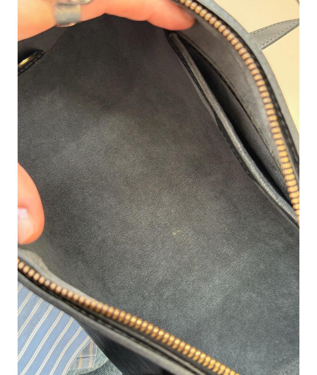 LOUIS VUITTON Черная кожаная сумка с короткими ручками, фото 8