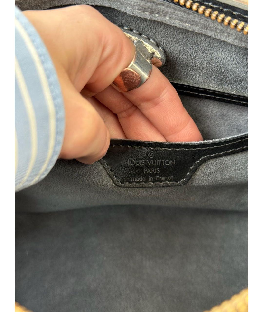 LOUIS VUITTON Черная кожаная сумка с короткими ручками, фото 7
