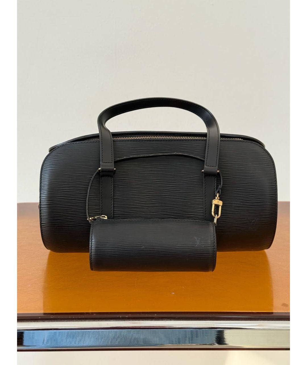 LOUIS VUITTON Черная кожаная сумка с короткими ручками, фото 9