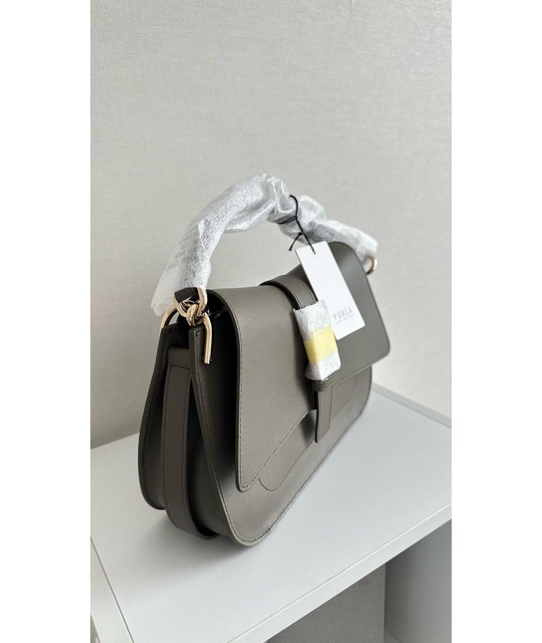 FURLA Зеленая кожаная сумка с короткими ручками, фото 2