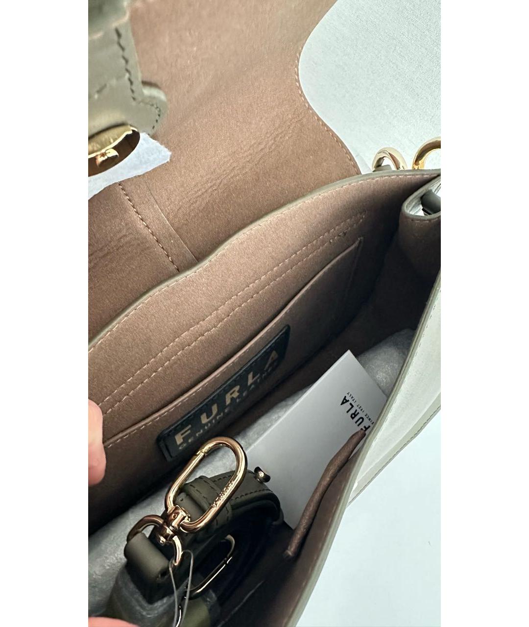 FURLA Зеленая кожаная сумка с короткими ручками, фото 4