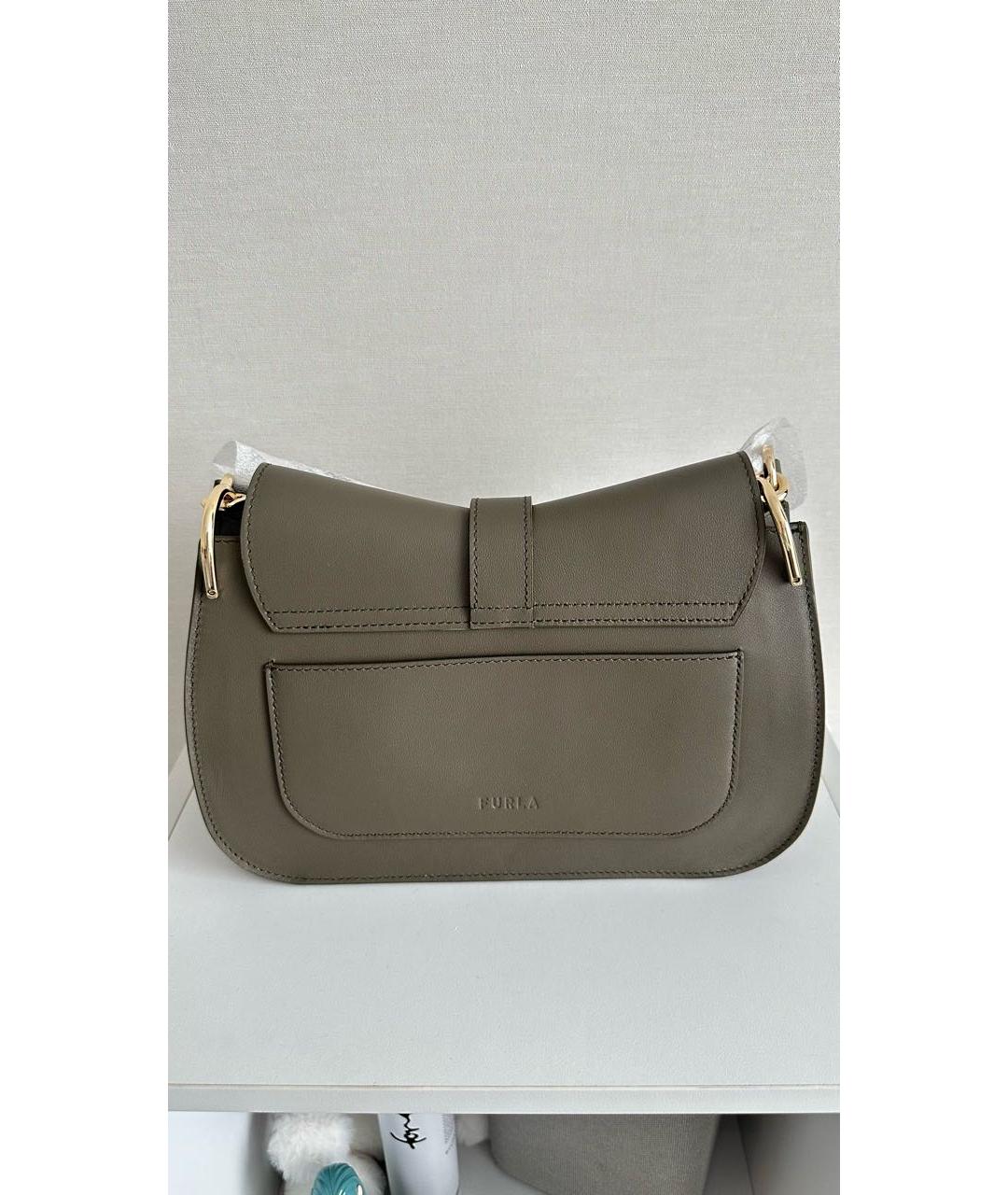 FURLA Зеленая кожаная сумка с короткими ручками, фото 3
