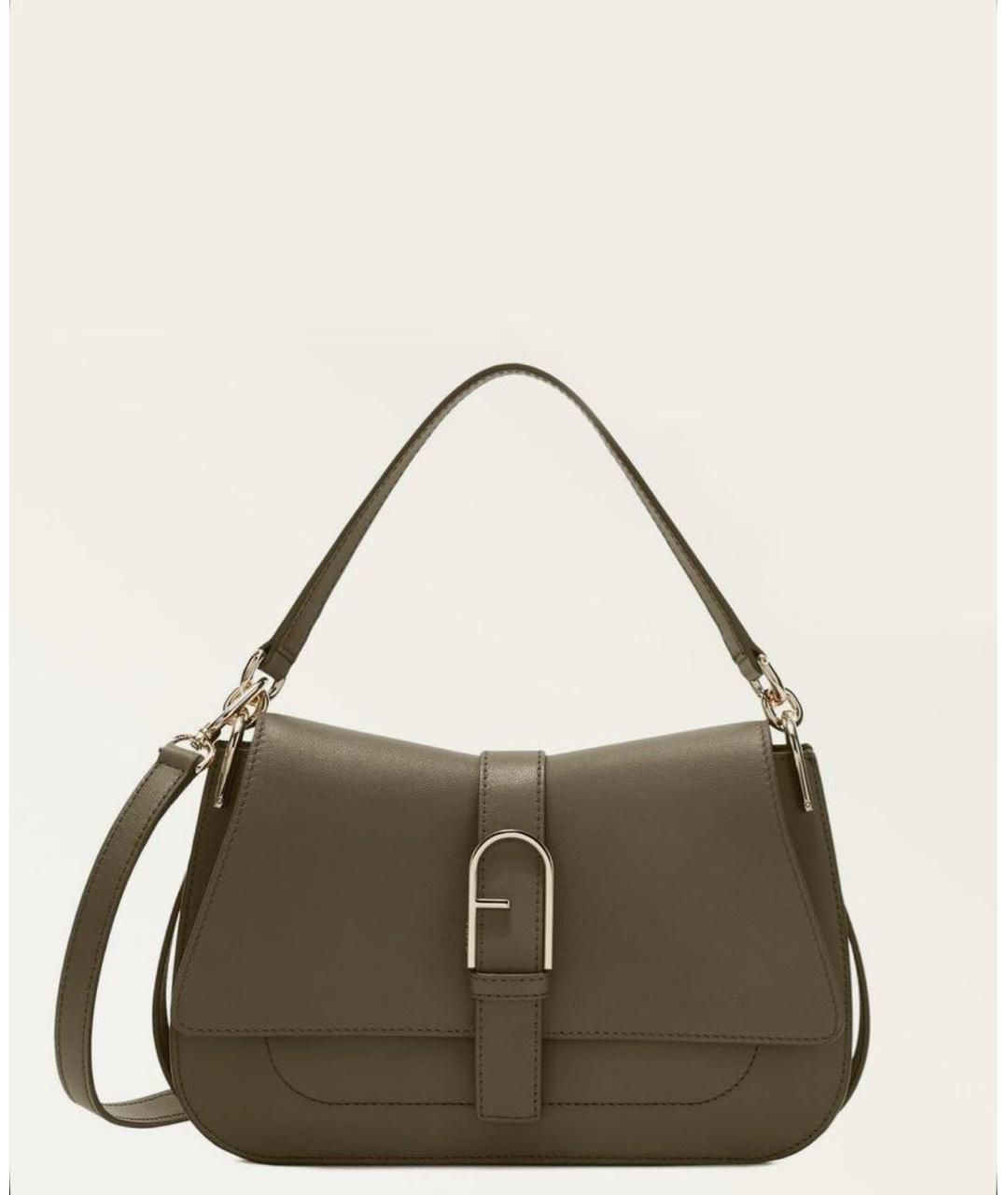 FURLA Хаки кожаная сумка через плечо, фото 4