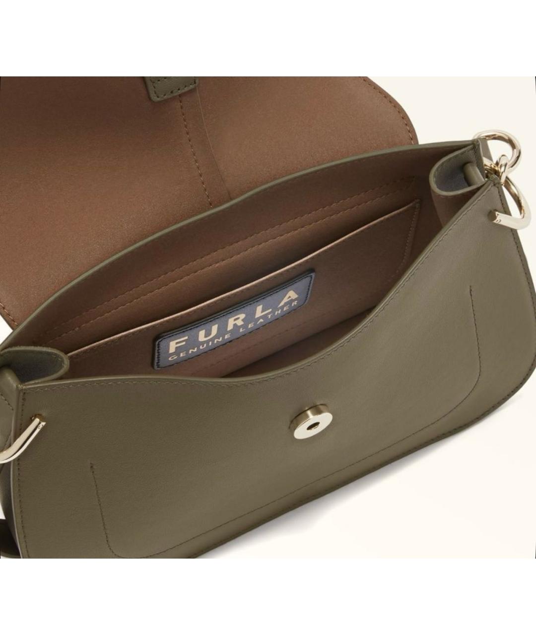 FURLA Хаки кожаная сумка через плечо, фото 3