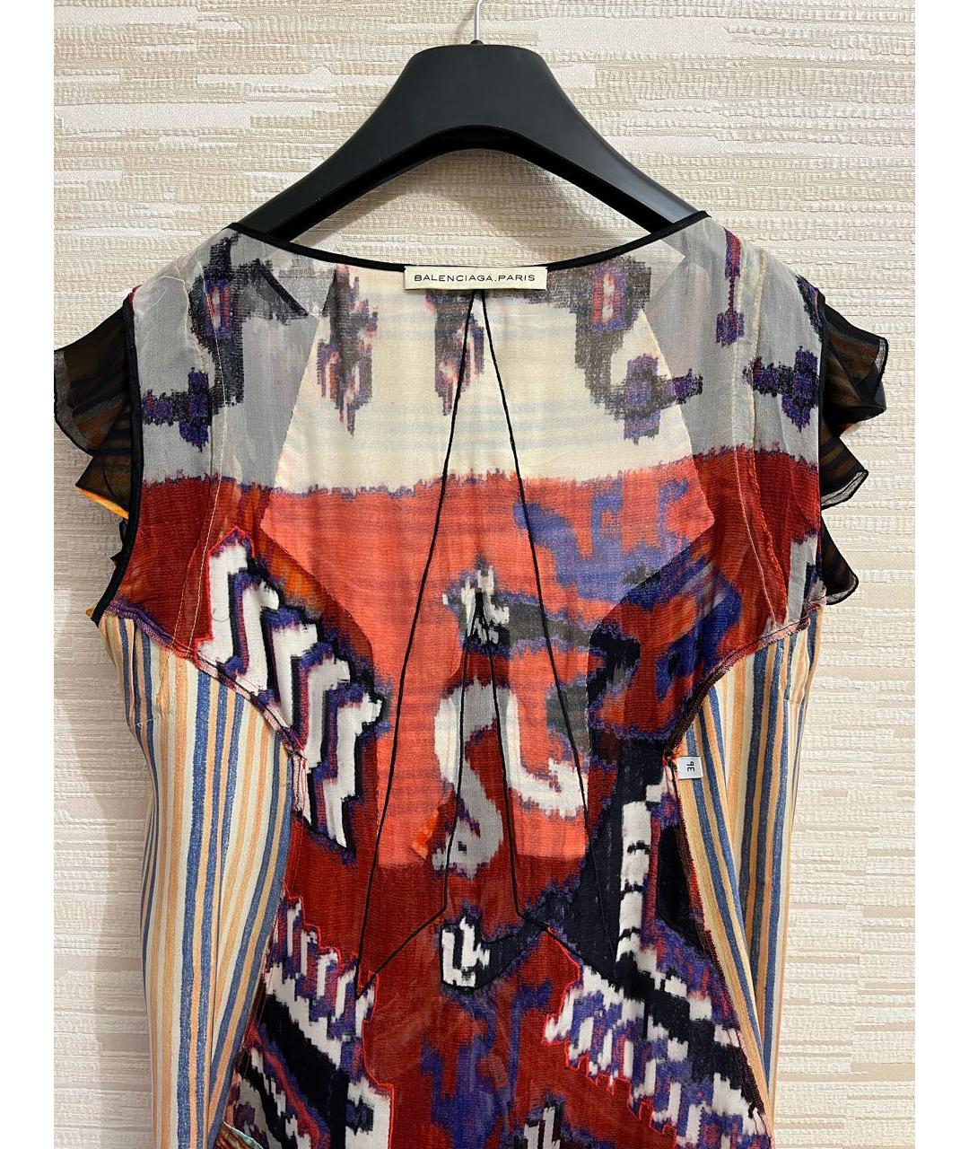 BALENCIAGA Мульти шелковое коктейльное платье, фото 3