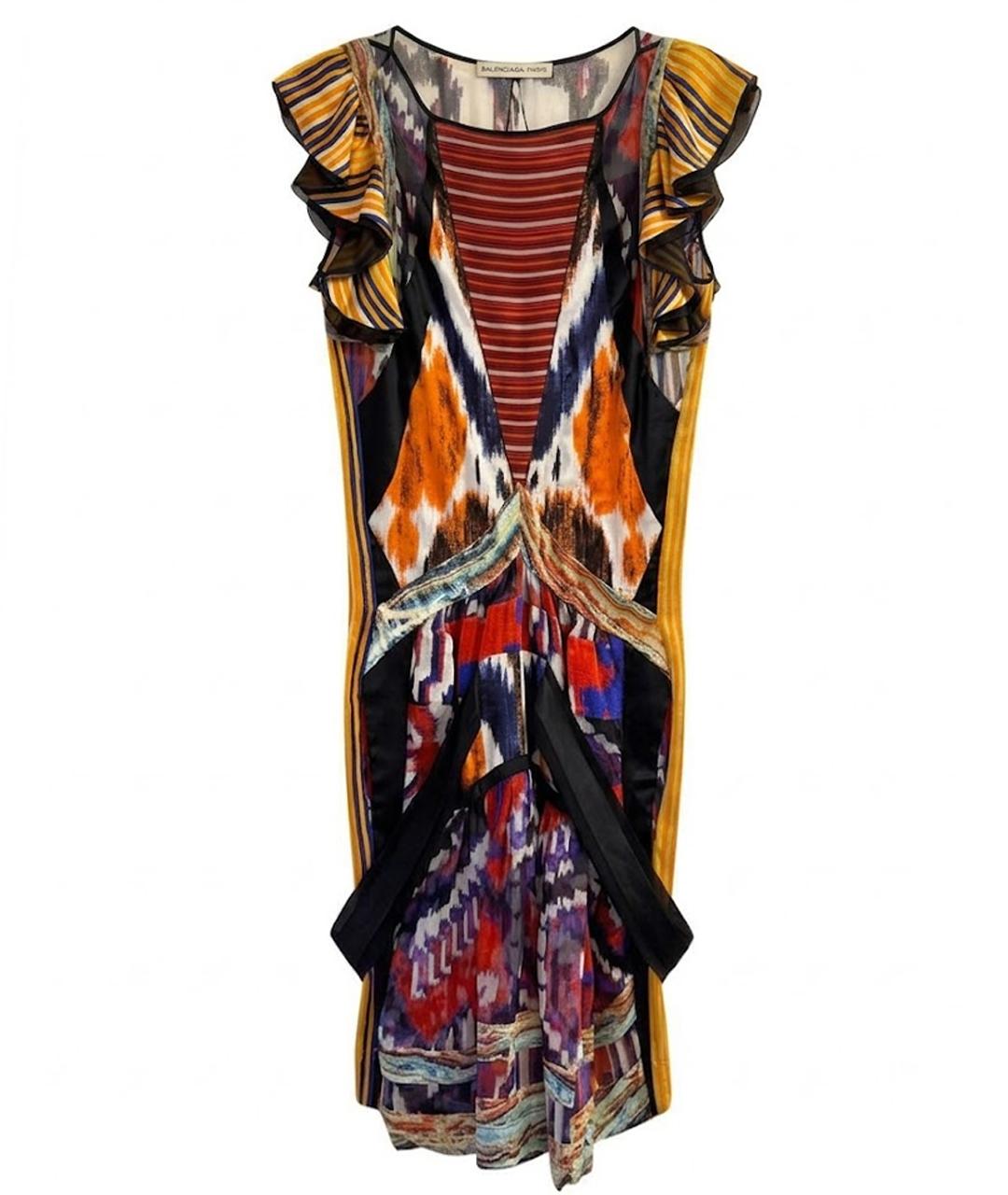 BALENCIAGA Мульти шелковое коктейльное платье, фото 1