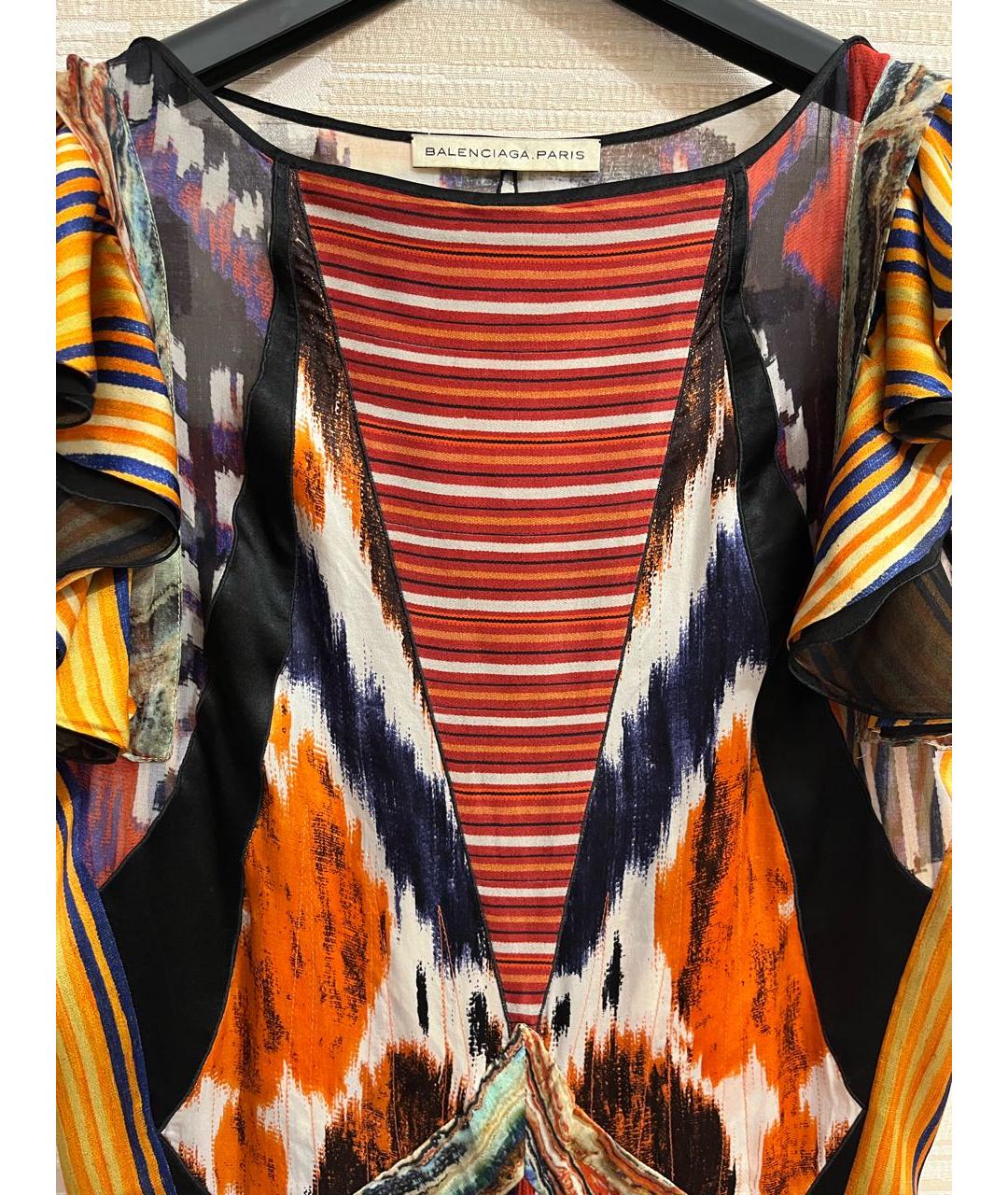 BALENCIAGA Мульти шелковое коктейльное платье, фото 4