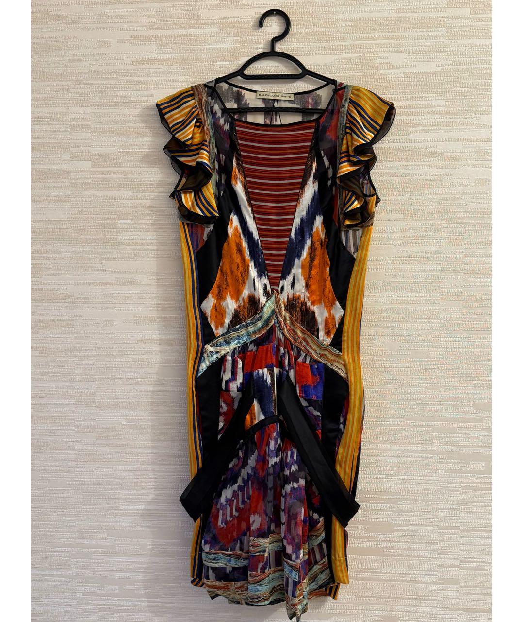 BALENCIAGA Мульти шелковое коктейльное платье, фото 9