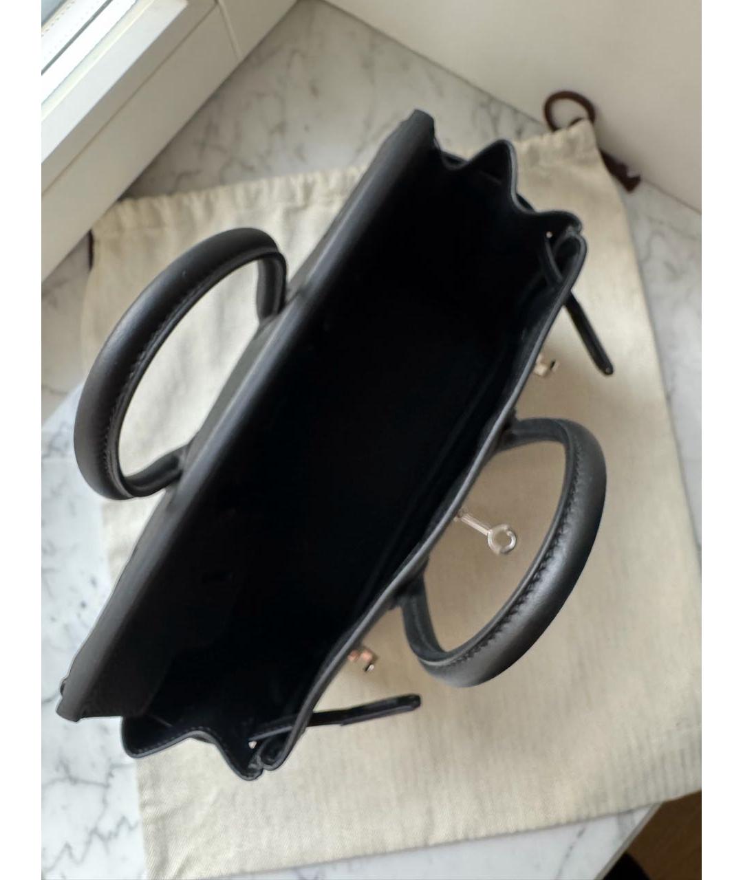 HERMES Черная кожаная сумка с короткими ручками, фото 5
