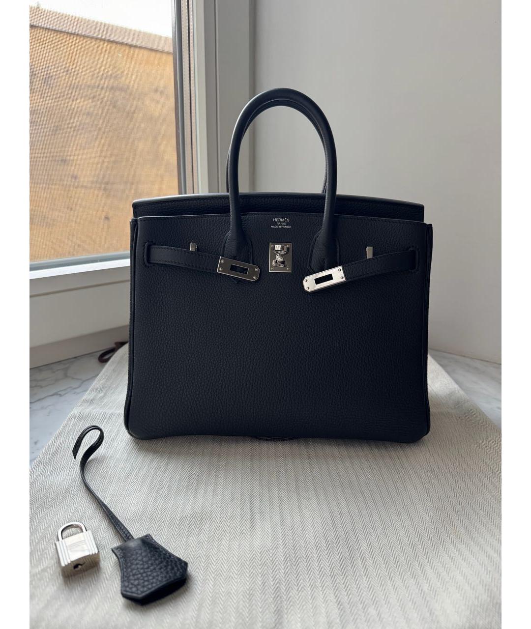 HERMES Черная кожаная сумка с короткими ручками, фото 8