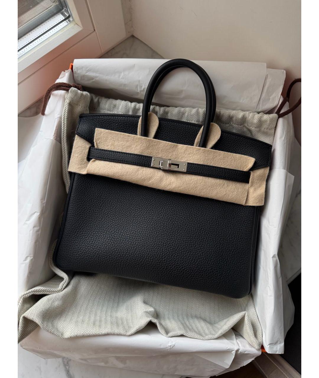 HERMES Черная кожаная сумка с короткими ручками, фото 2