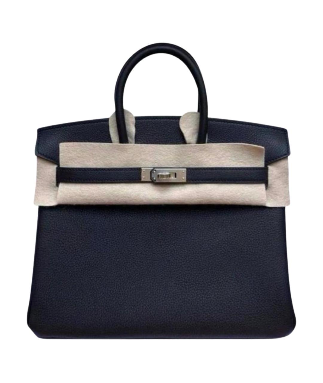 HERMES Черная кожаная сумка с короткими ручками, фото 1