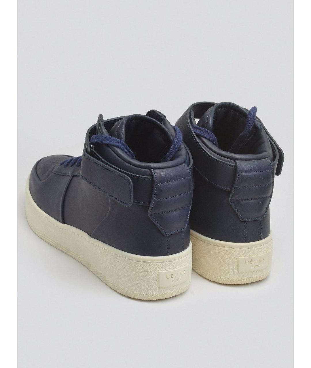 CELINE Синие кожаные высокие кроссовки / кеды, фото 2