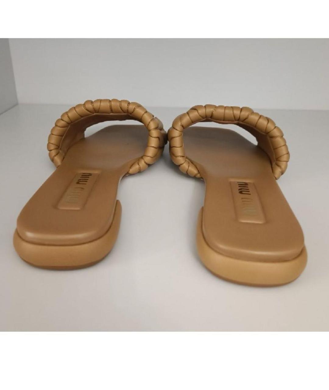 MIU MIU Оранжевое кожаные шлепанцы, фото 4