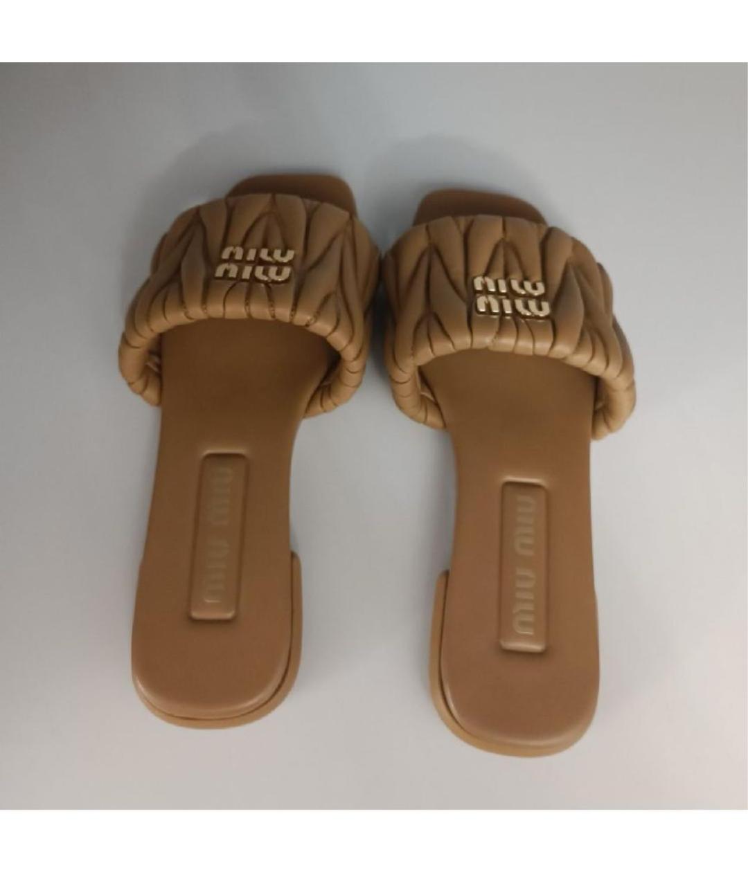 MIU MIU Оранжевое кожаные шлепанцы, фото 3