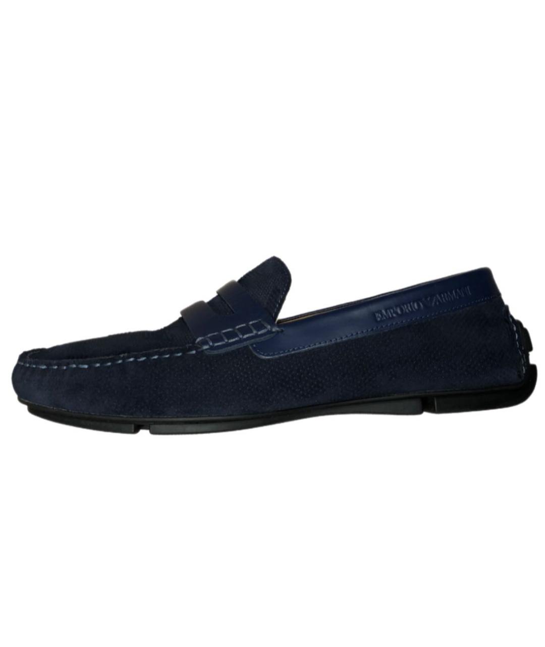 EMPORIO ARMANI Темно-синие кожаные мокасины, фото 8
