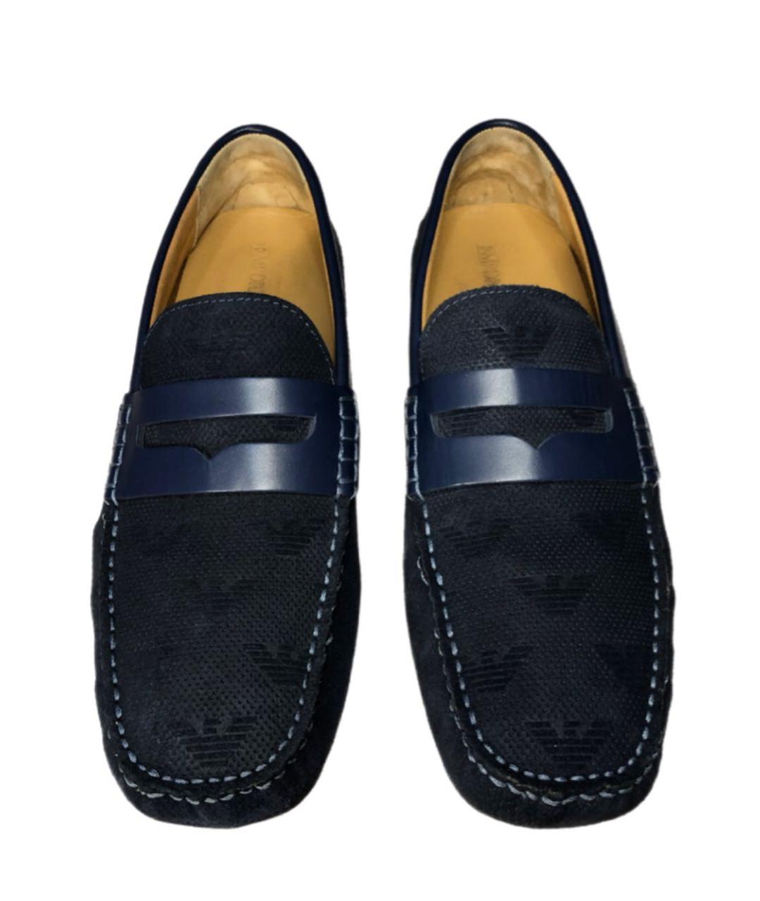 EMPORIO ARMANI Темно-синие кожаные мокасины, фото 2