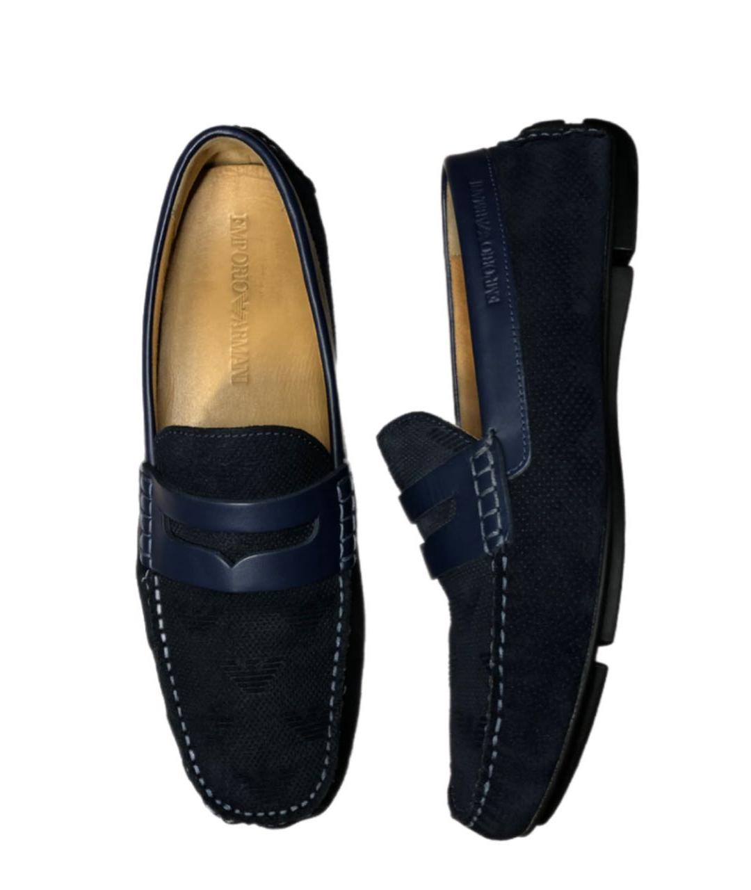 EMPORIO ARMANI Темно-синие кожаные мокасины, фото 3