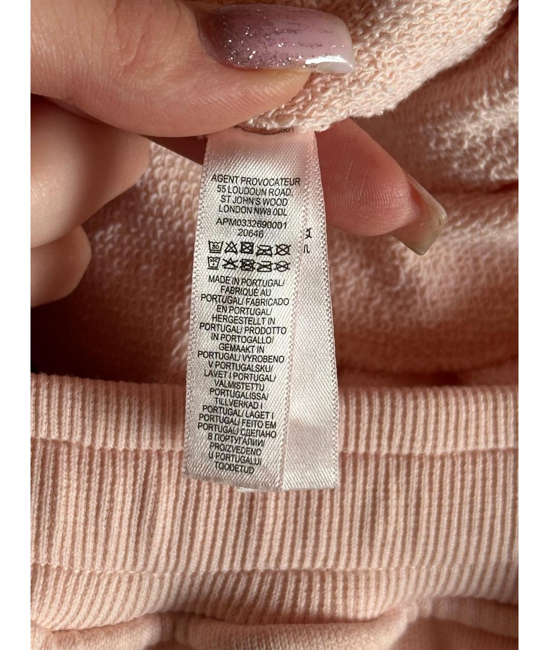 AGENT PROVOCATEUR Розовые хлопковые брюки широкие, фото 4