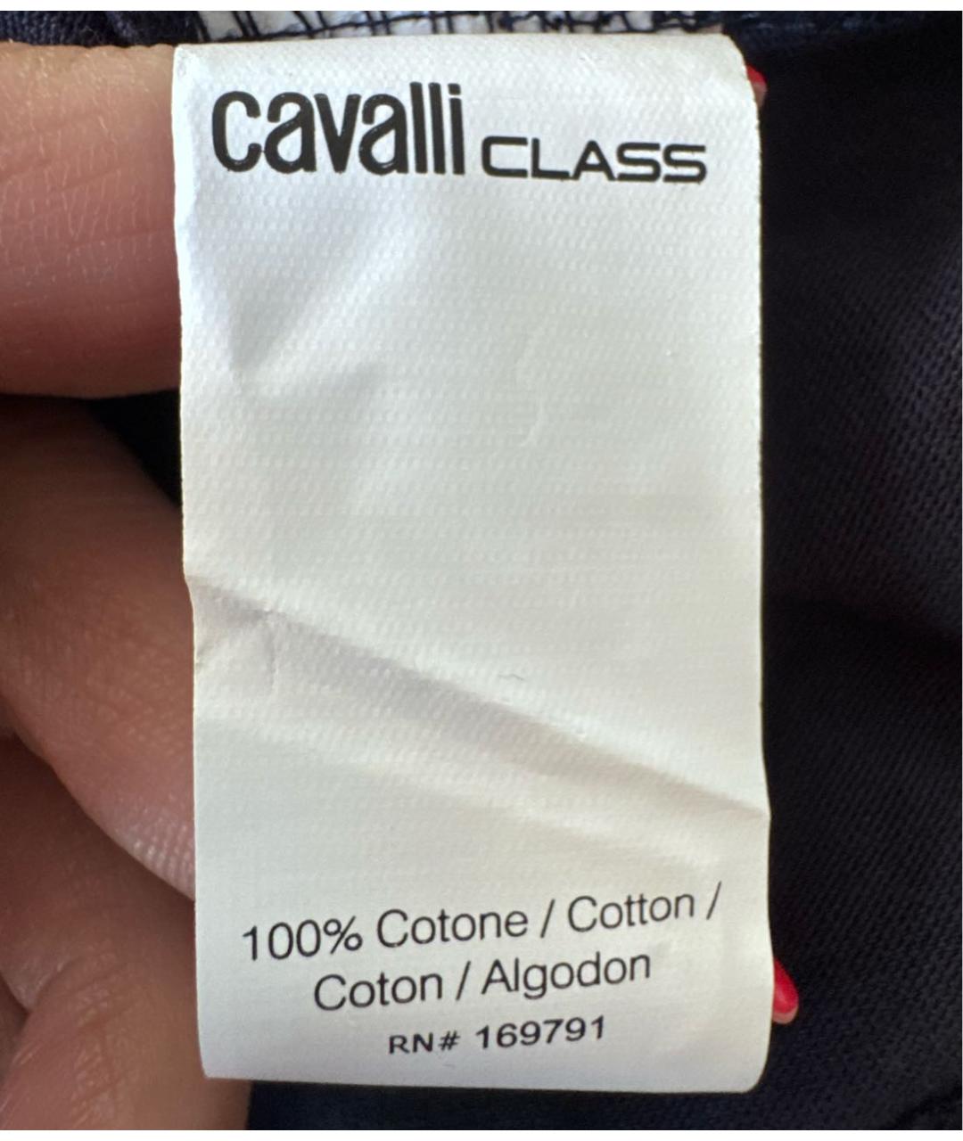 CAVALLI CLASS Темно-синяя хлопковая футболка, фото 6