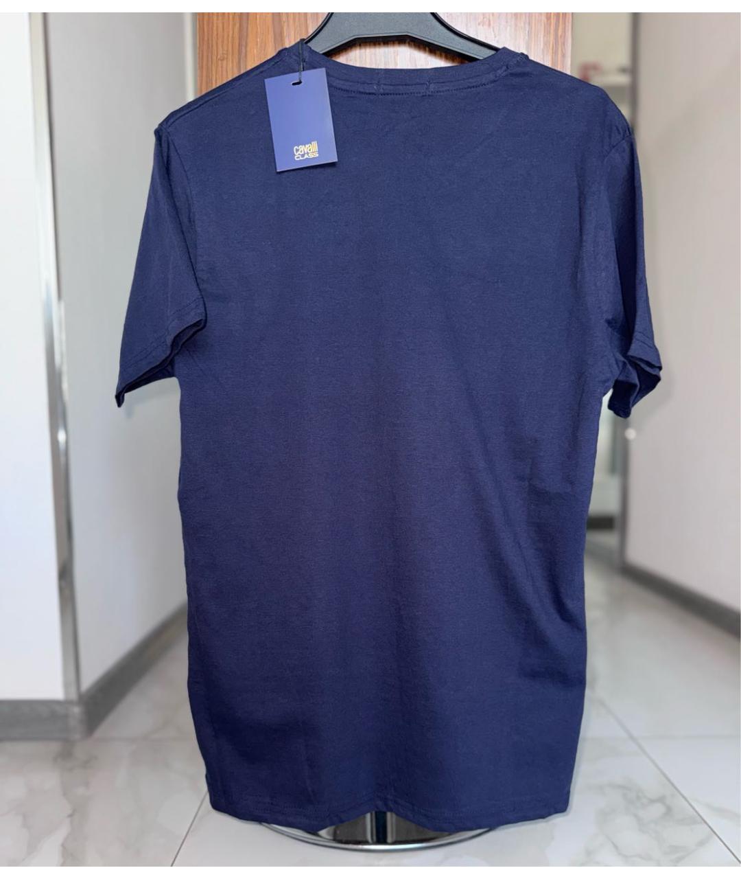 CAVALLI CLASS Темно-синяя хлопковая футболка, фото 3