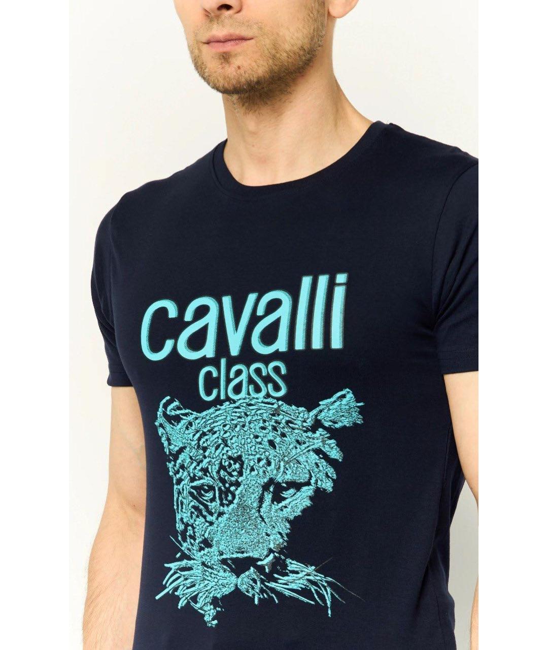CAVALLI CLASS Темно-синяя хлопковая футболка, фото 7