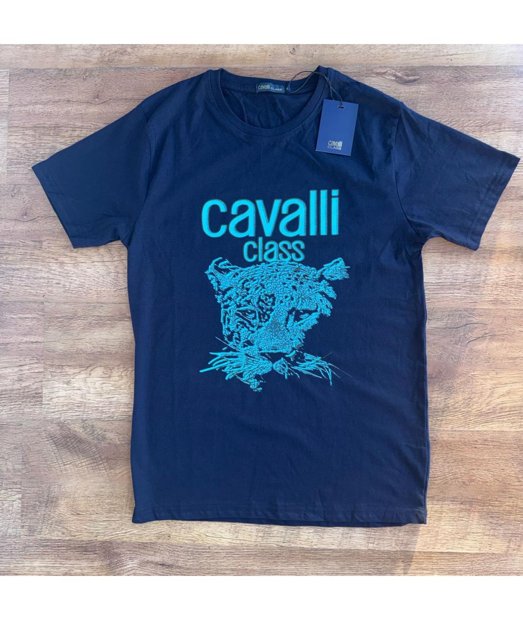 CAVALLI CLASS Темно-синяя хлопковая футболка, фото 9