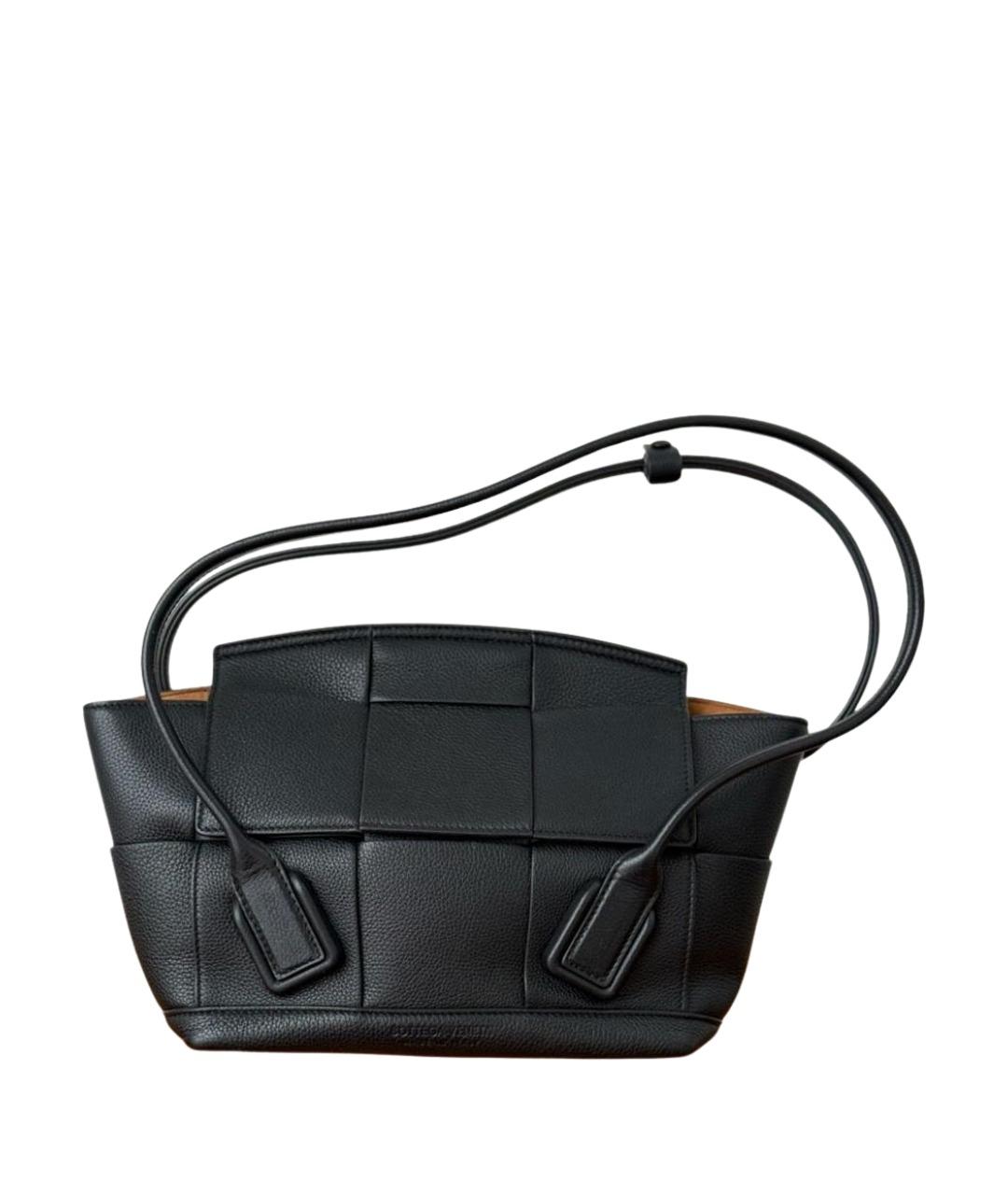 BOTTEGA VENETA Черная кожаная сумка с короткими ручками, фото 1