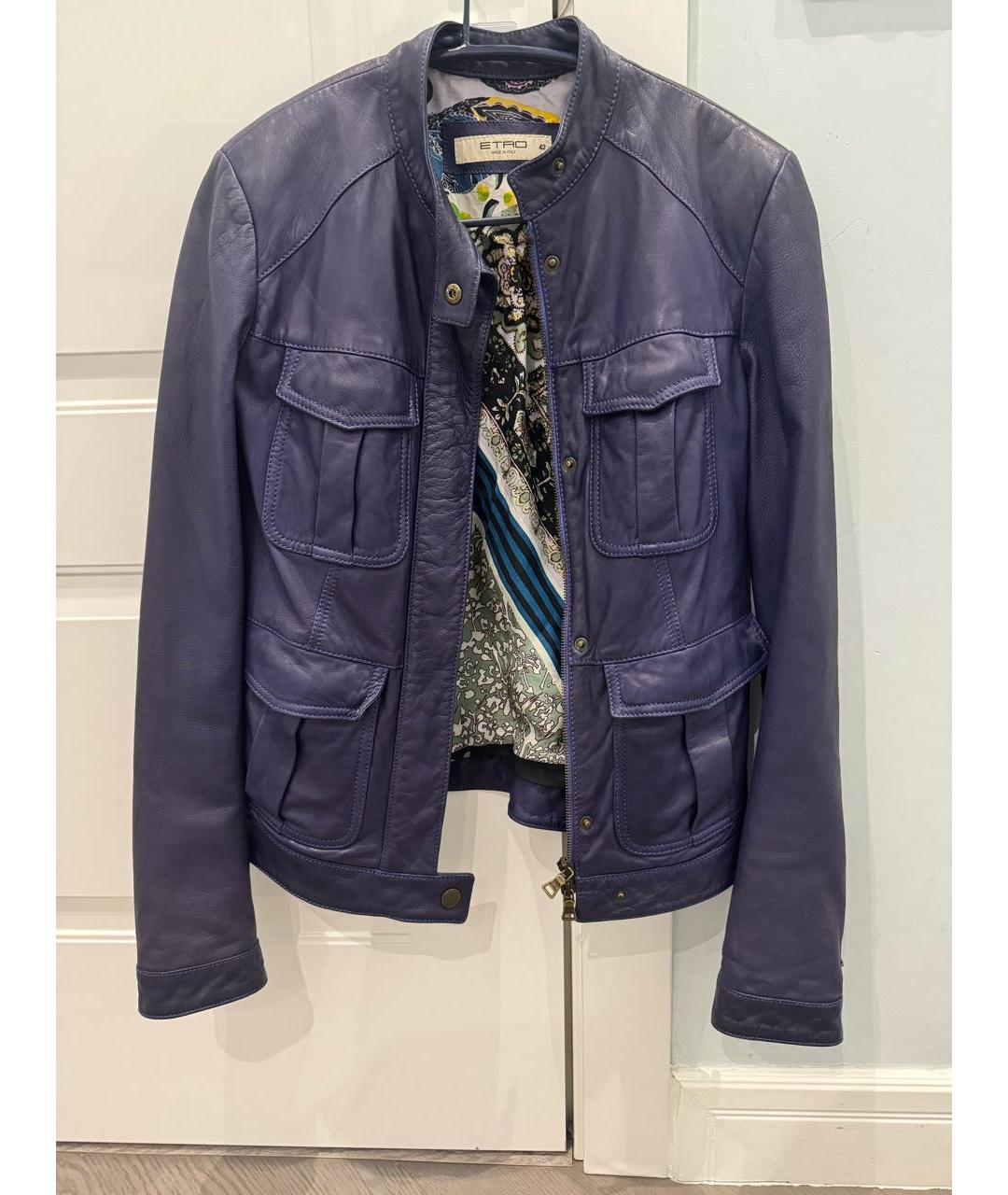 ETRO Синяя кожаная куртка, фото 5