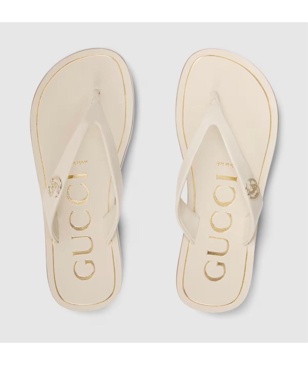 GUCCI Бежевые шлепанцы, фото 5