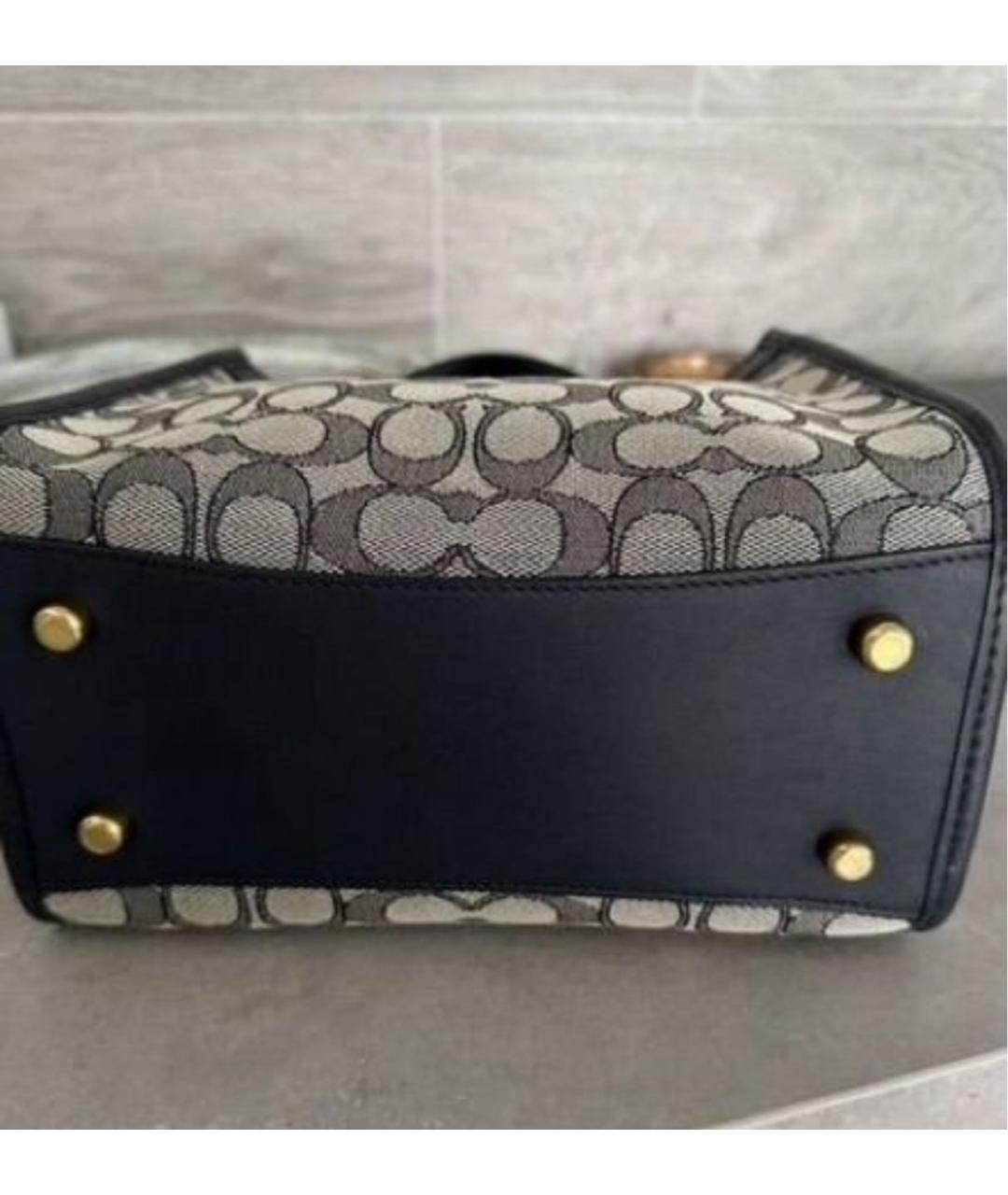 COACH Темно-синяя жаккардовая сумка тоут, фото 2