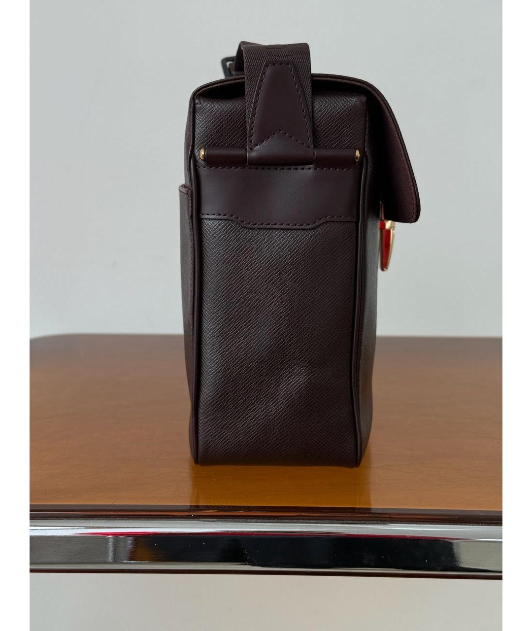LOUIS VUITTON Бордовая кожаная сумка на плечо, фото 3