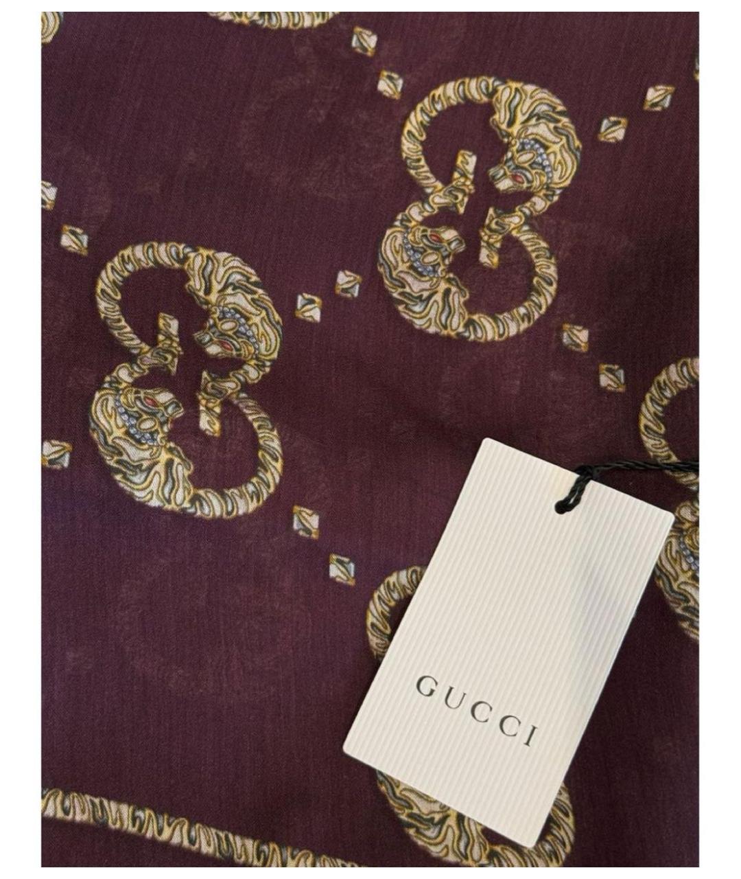 GUCCI Бордовый платок, фото 2