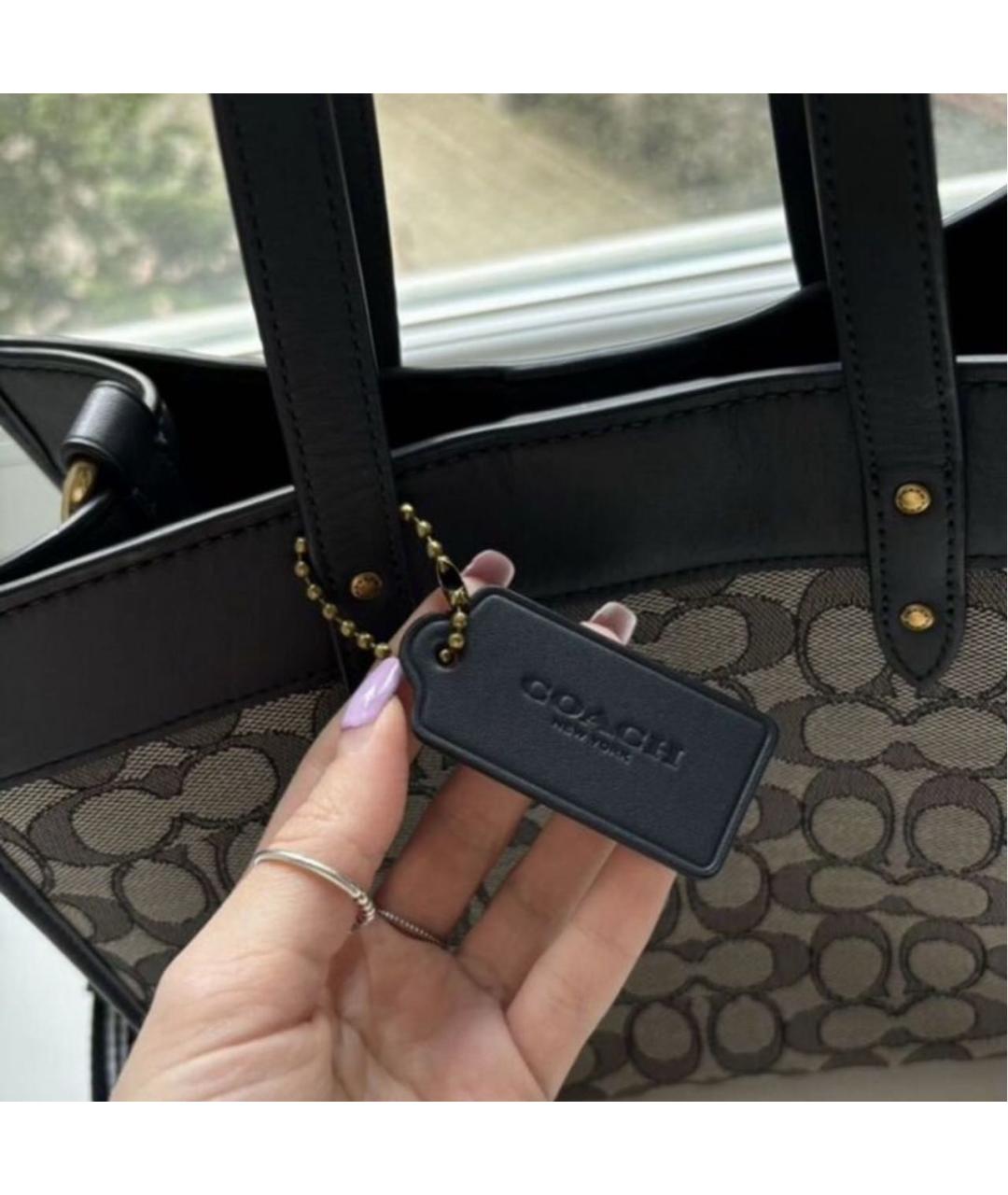 COACH Темно-синяя жаккардовая сумка тоут, фото 6