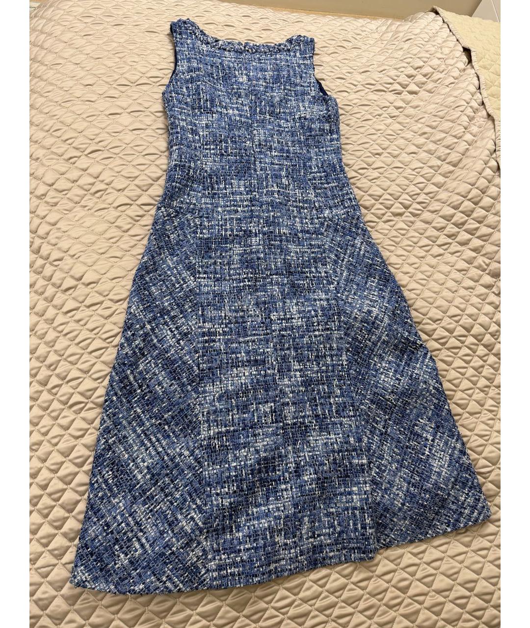 OSCAR DE LA RENTA Голубое твидовое вечернее платье, фото 3