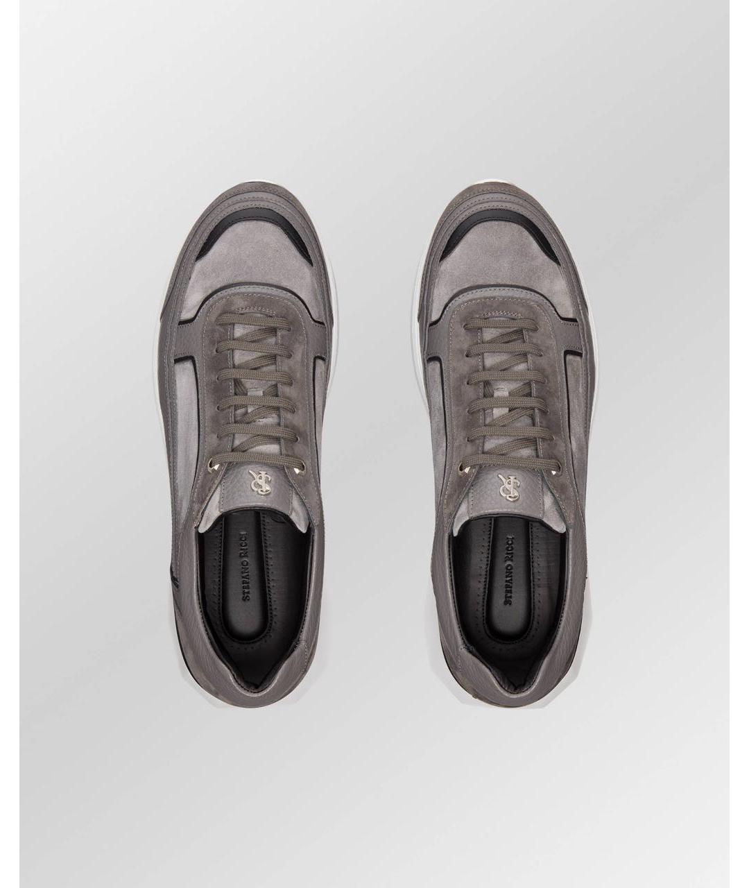 STEFANO RICCI Серые замшевые низкие кроссовки / кеды, фото 4