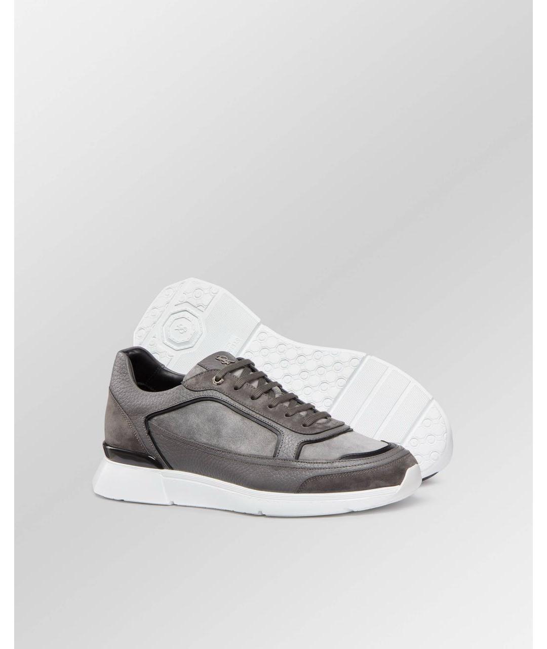 STEFANO RICCI Серые замшевые низкие кроссовки / кеды, фото 3