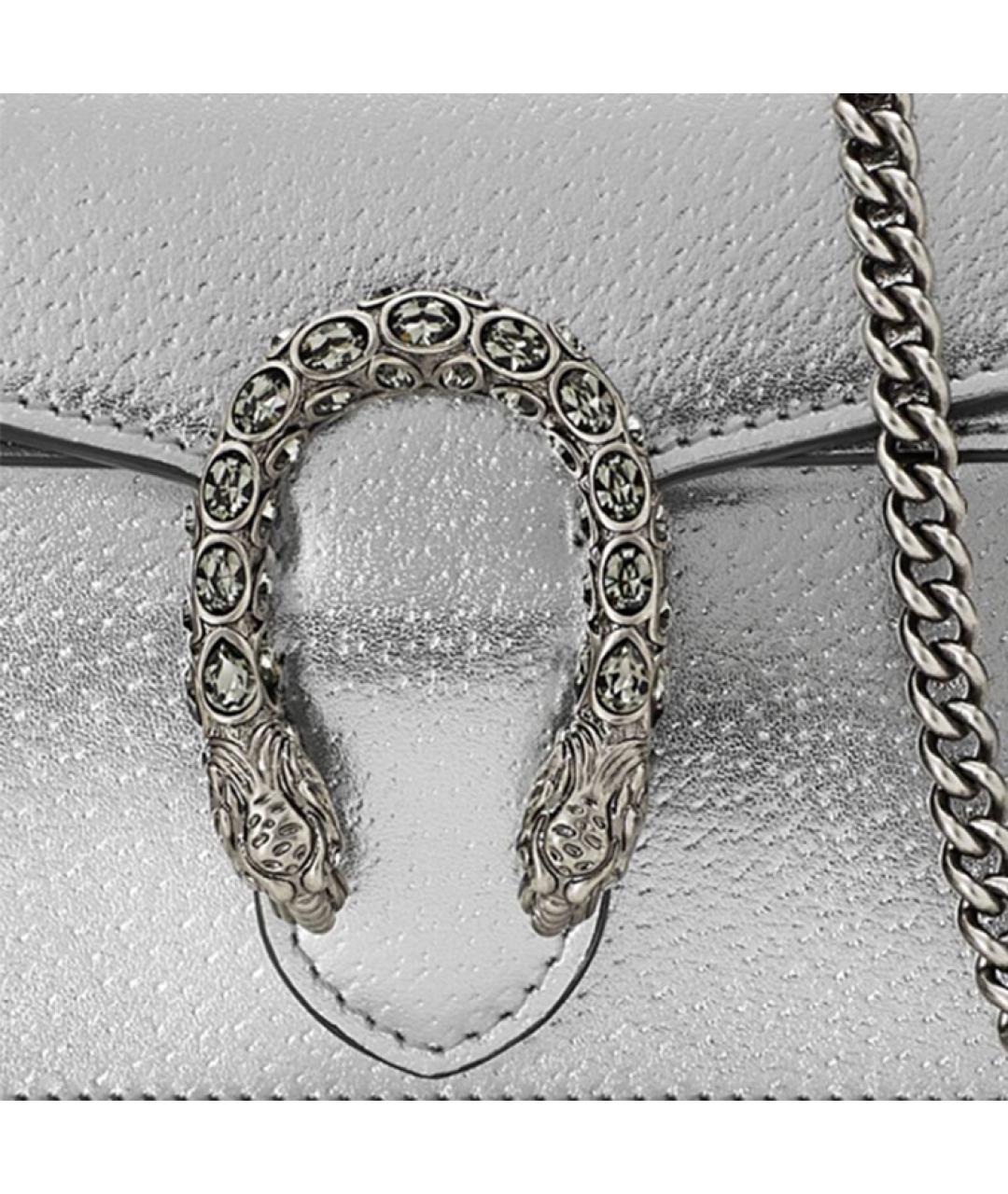 GUCCI Серебряная кожаная сумка через плечо, фото 5