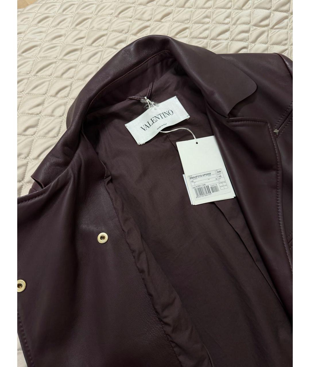 VALENTINO Бордовый кожаный тренч/плащ, фото 6