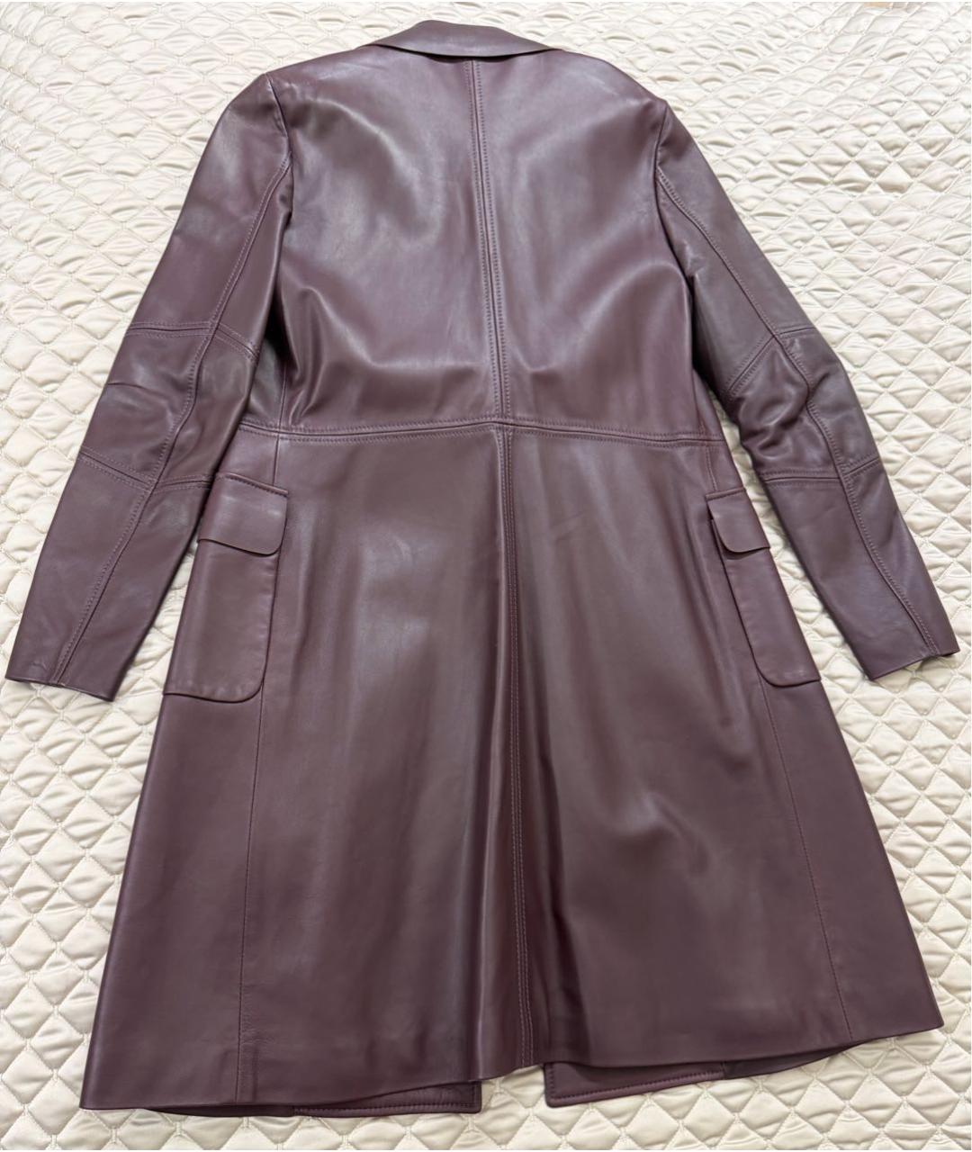 VALENTINO Бордовый кожаный тренч/плащ, фото 3